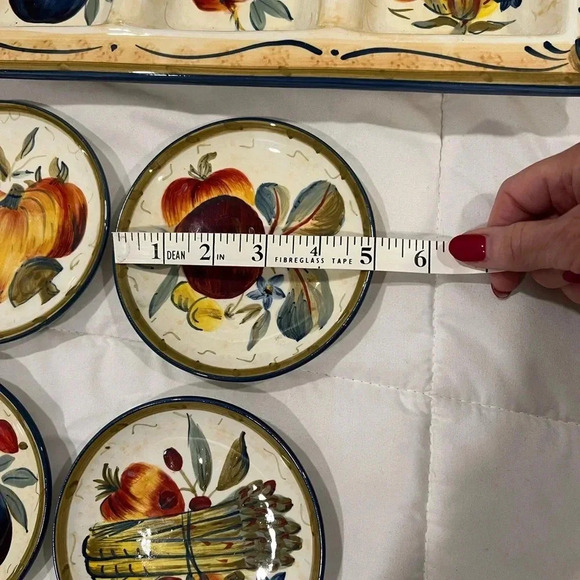 Certified International rare set 19” relish tray with 5” plates. Colorful set! - Picture 5 of 9